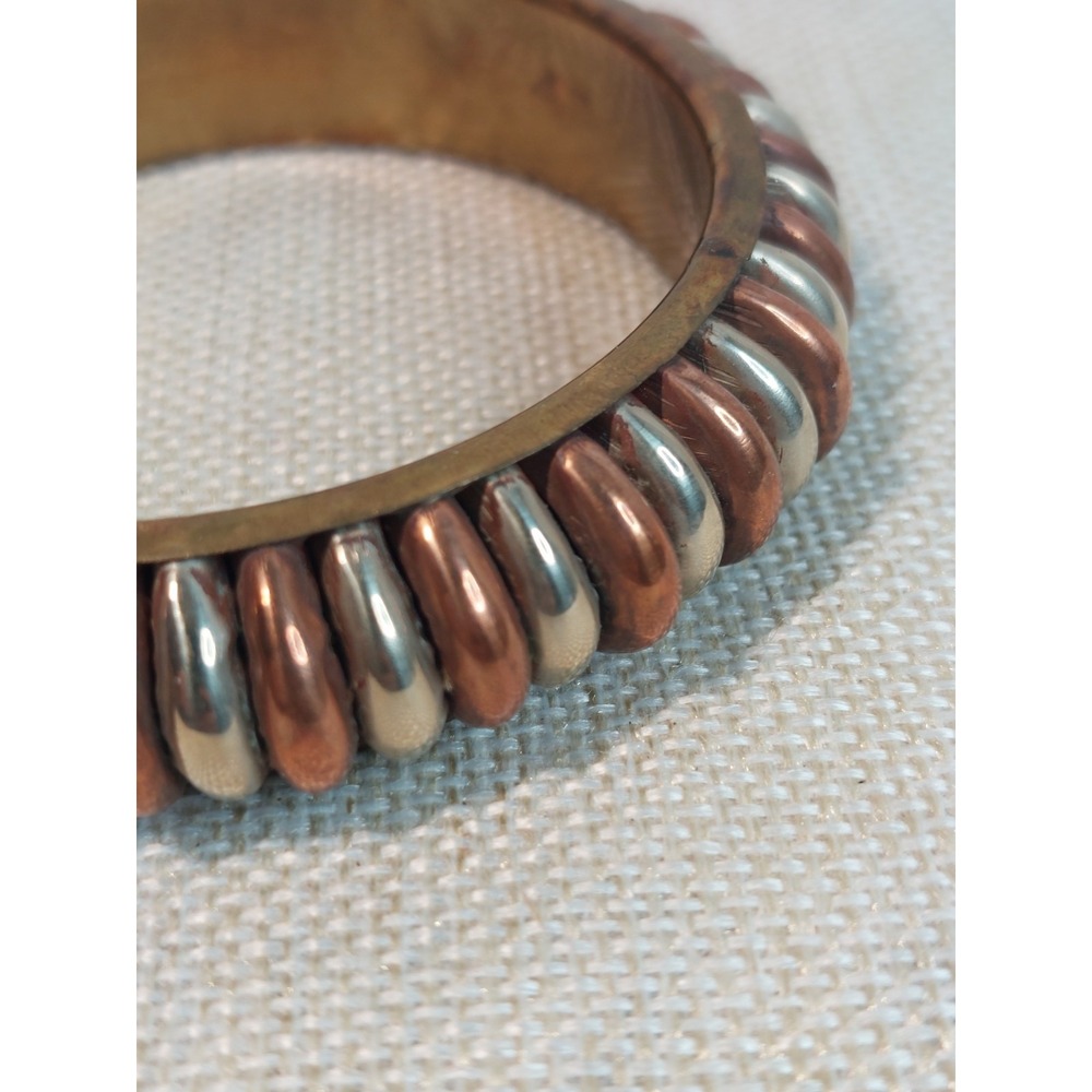 Vintage 1970s Bangle Bracelet Lot Stack Copper Brass Bohemian Coastal Cowgirl - Picture 6 of 16